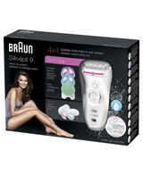 Silk Epil 9 Wet/Dry Epilator 4 in 1 Hair Removal and Exfoliation System with 12 extras incl Facial Brush